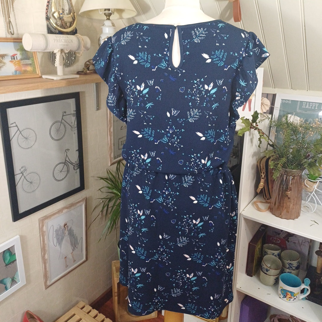 Robe bleue fleurie, Tissaia, taille 42/44