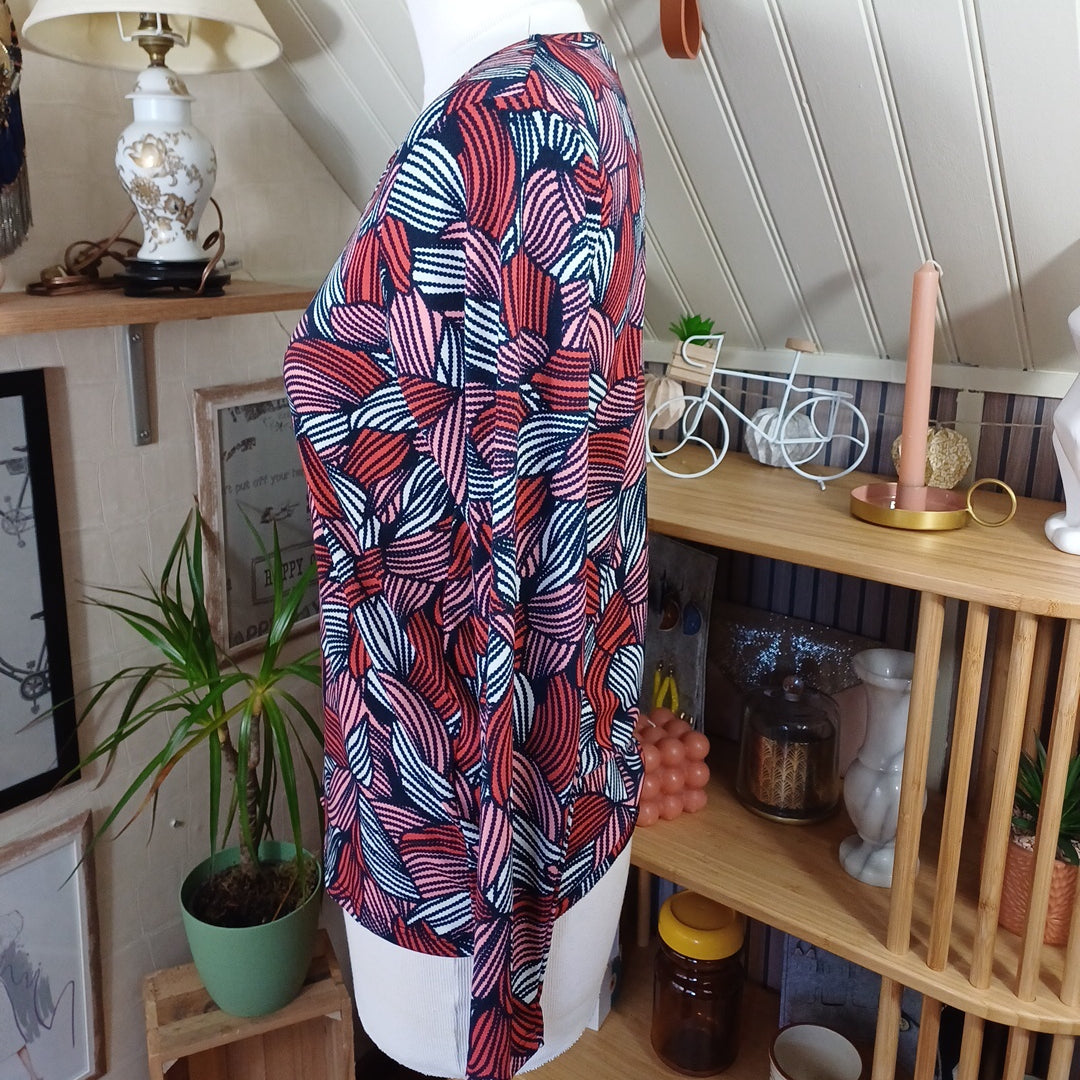 Haut blanc, rose et orange, Damart, taille 34/36