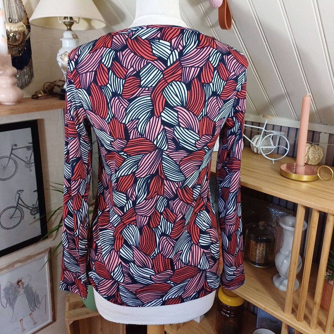 Haut blanc, rose et orange, Damart, taille 34/36