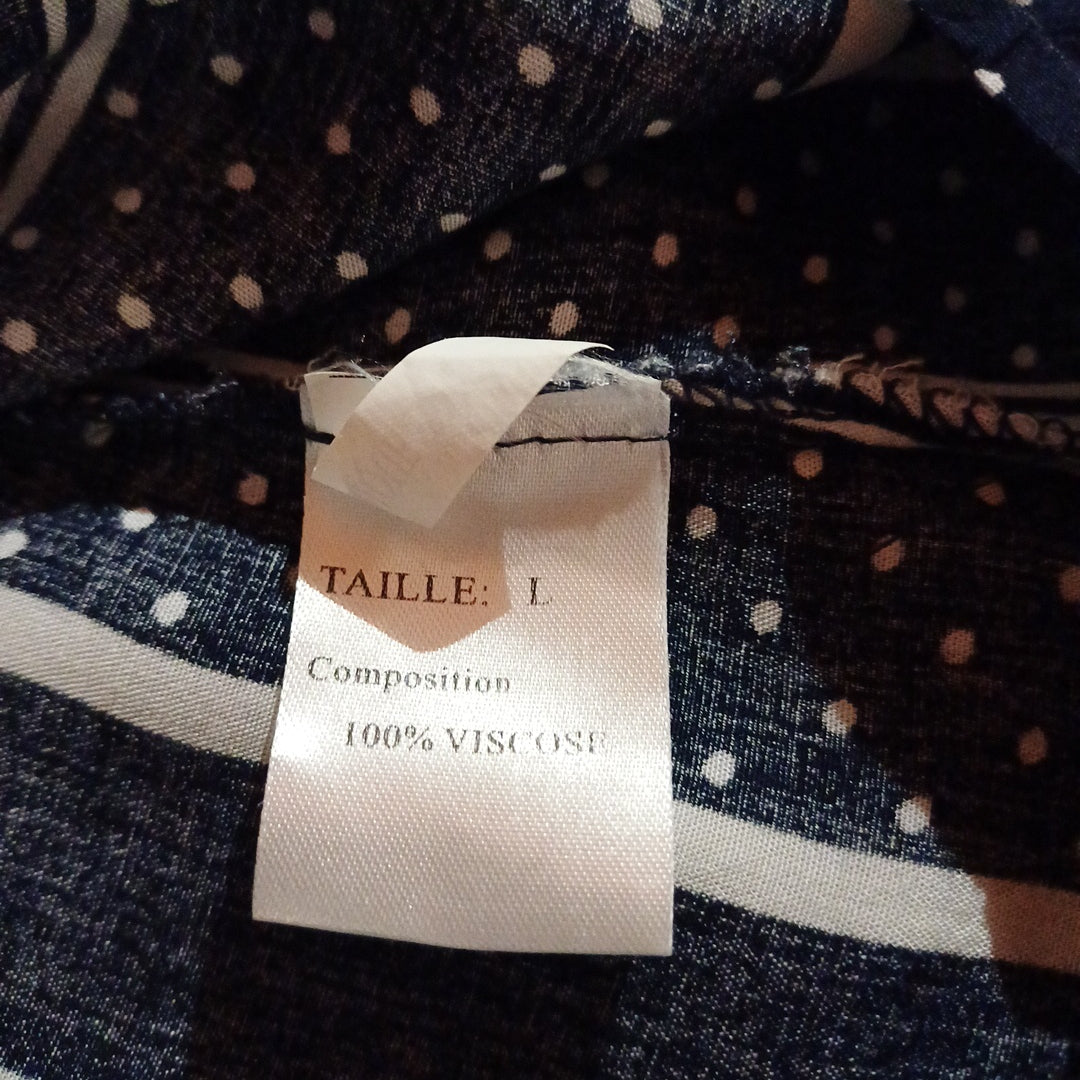 Blouse bleue et blanche, ky Création, taille 40/42