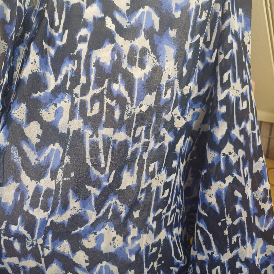 Blouse bleue et blanche, Créaline, taille 48