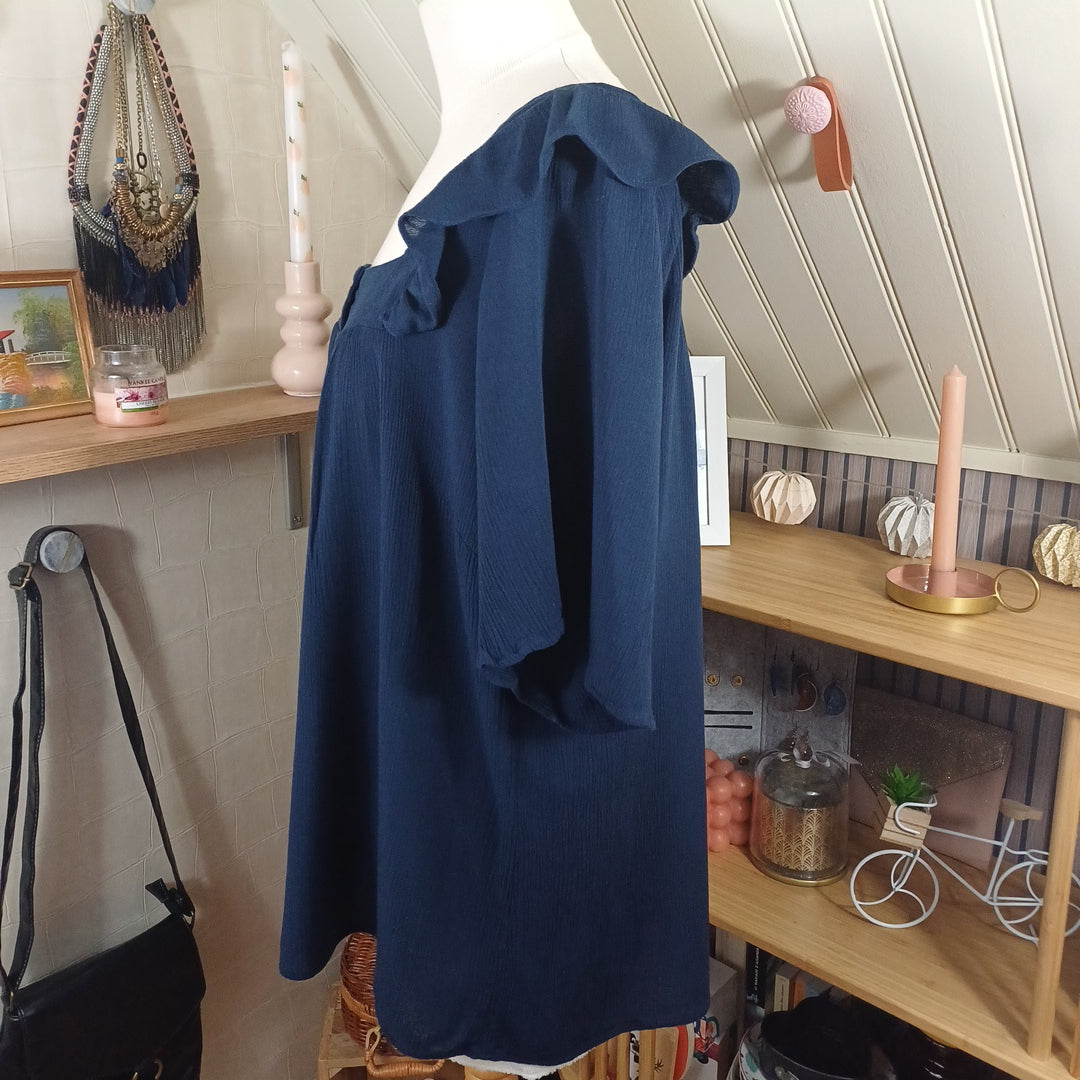 Blouse bleue, Grain de malice, taille XL