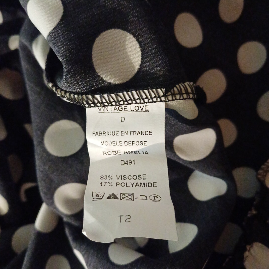 Robe noire à pois blancs,Vintage Love, taille 38