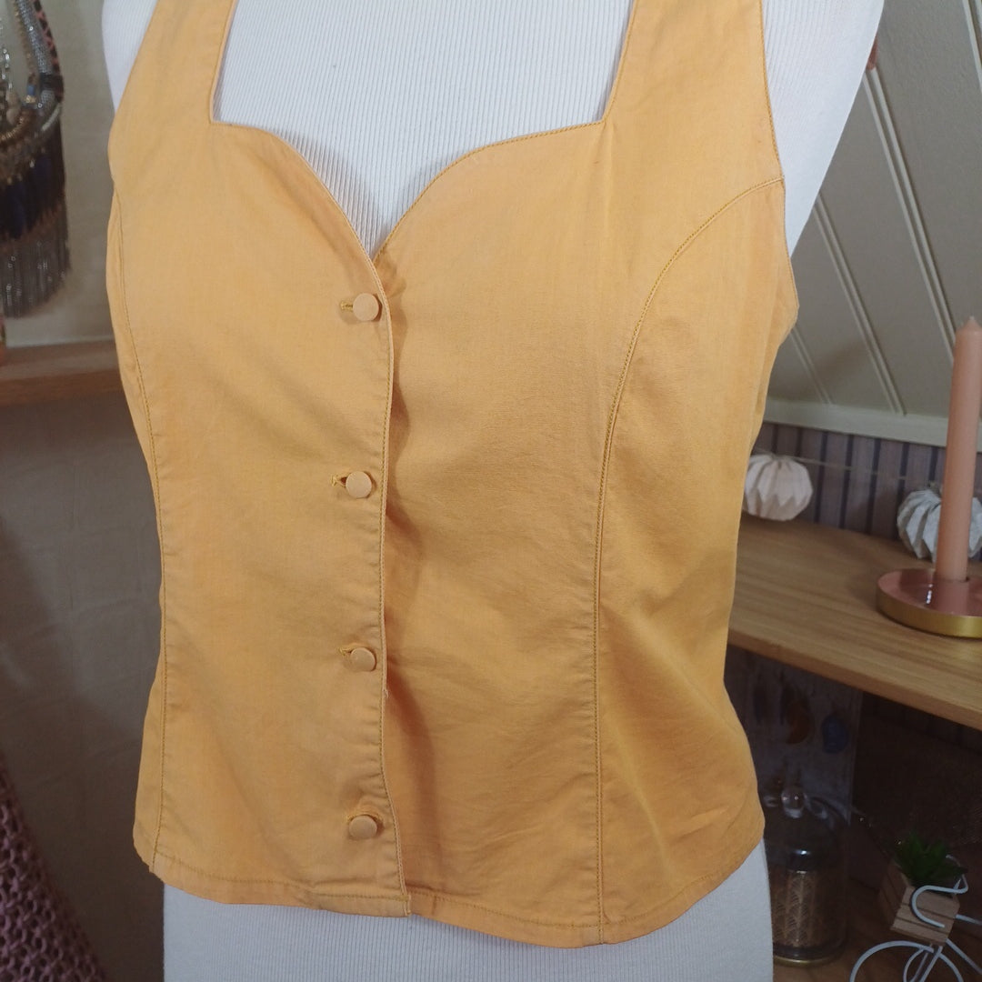 Gilet court jaune, Coton d'or, taille 36