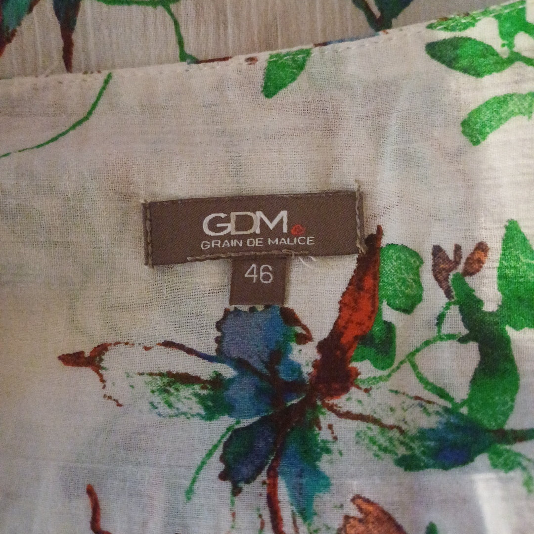 Blouse blanche fleurie, GDM, taille 46