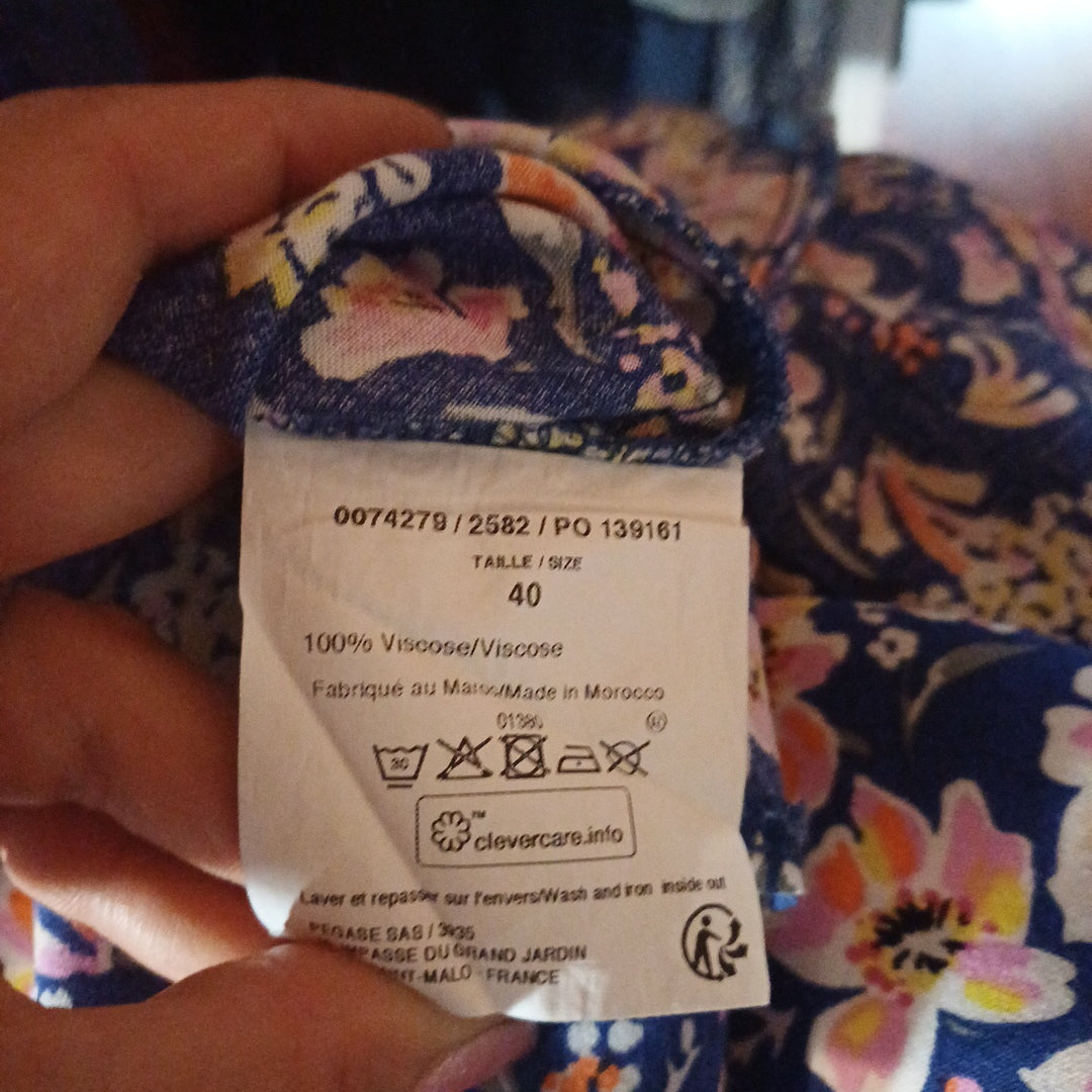 Robe bleue fleurie, LH, taille 40