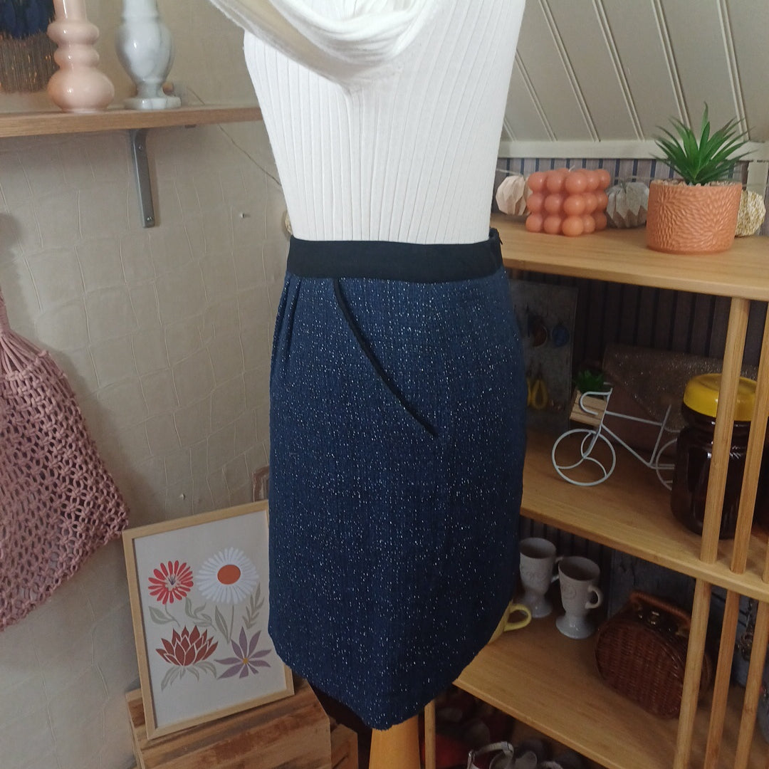 Jupe bleue pailletée, Camaïeu, taille 42