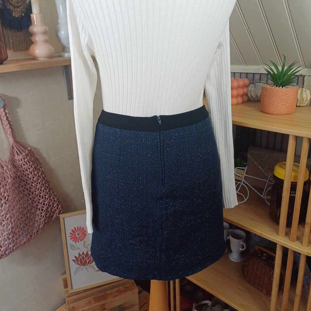 Jupe bleue pailletée, Camaïeu, taille 42