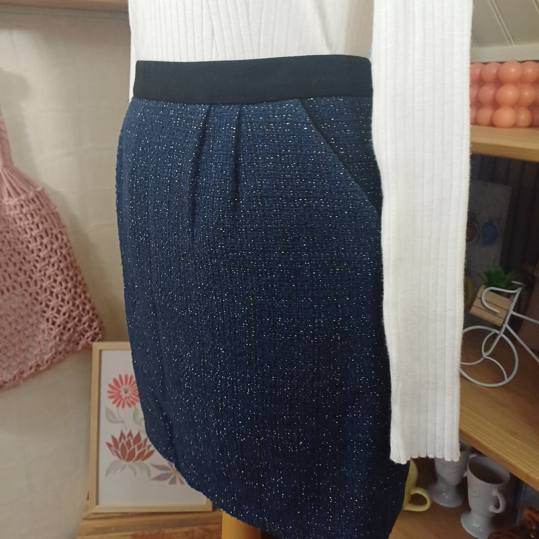 Jupe bleue pailletée, Camaïeu, taille 42