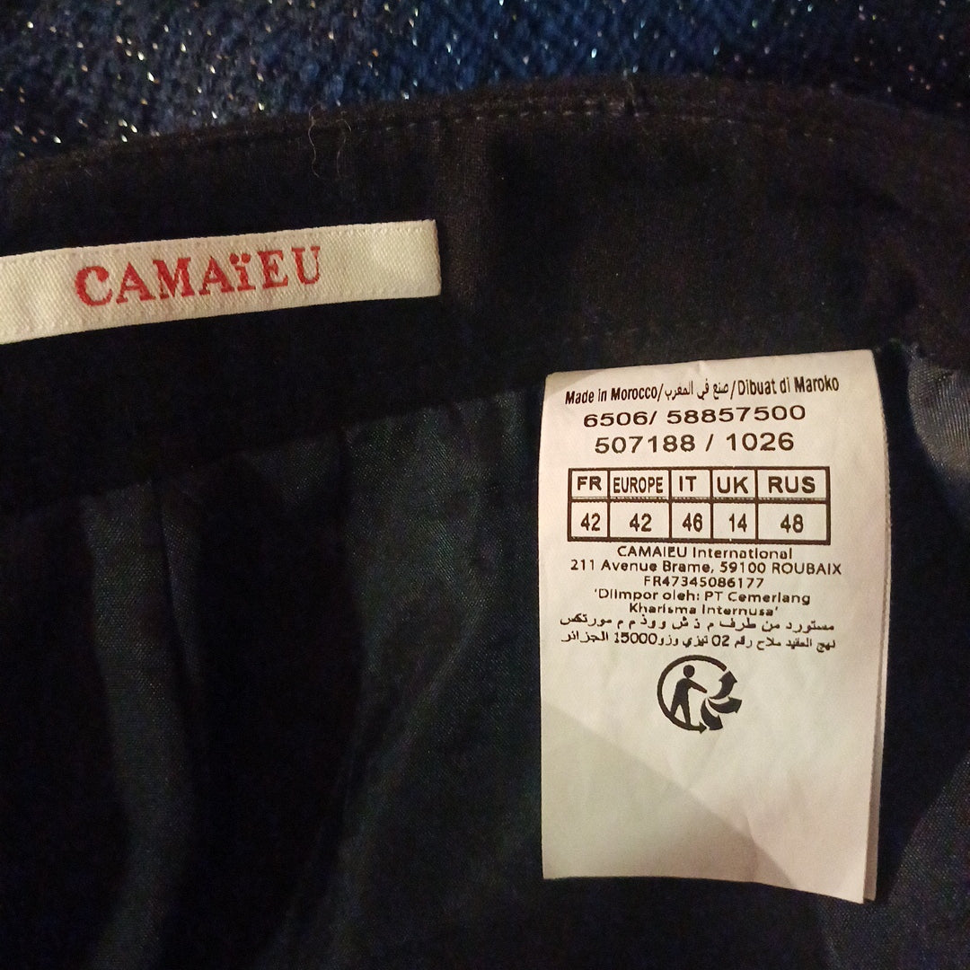 Jupe bleue pailletée, Camaïeu, taille 42