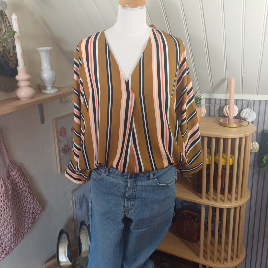 Blouse camel à rayures, Gémo, taille XXL