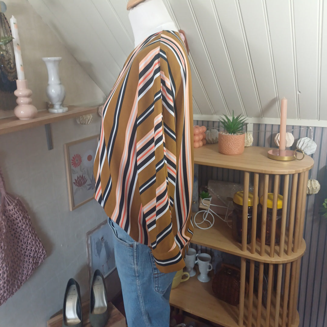 Blouse camel à rayures, Gémo, taille XXL