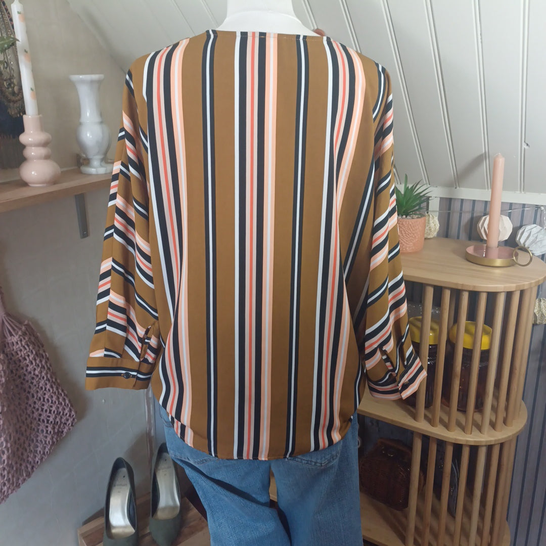 Blouse camel à rayures, Gémo, taille XXL