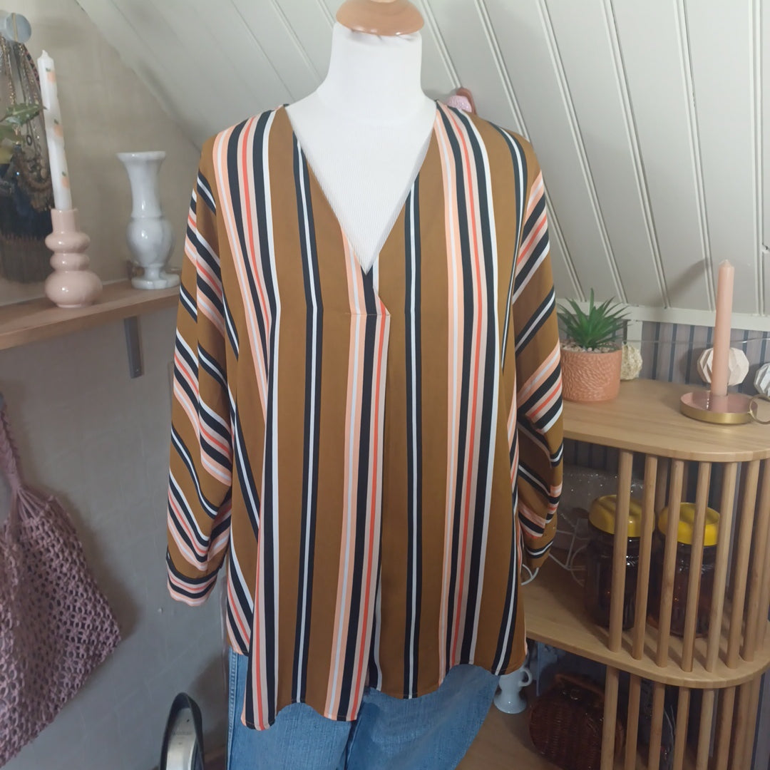 Blouse camel à rayures, Gémo, taille XXL