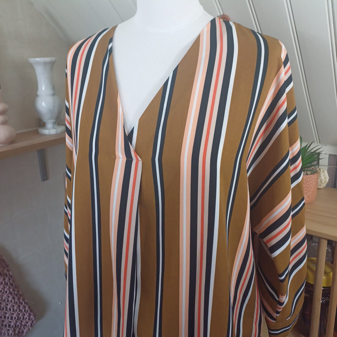 Blouse camel à rayures, Gémo, taille XXL