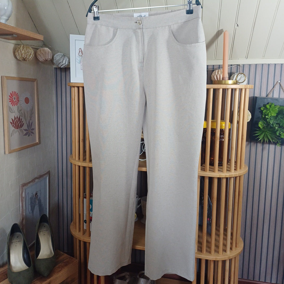 Pantalon beige en lin, Afibel,taille 44