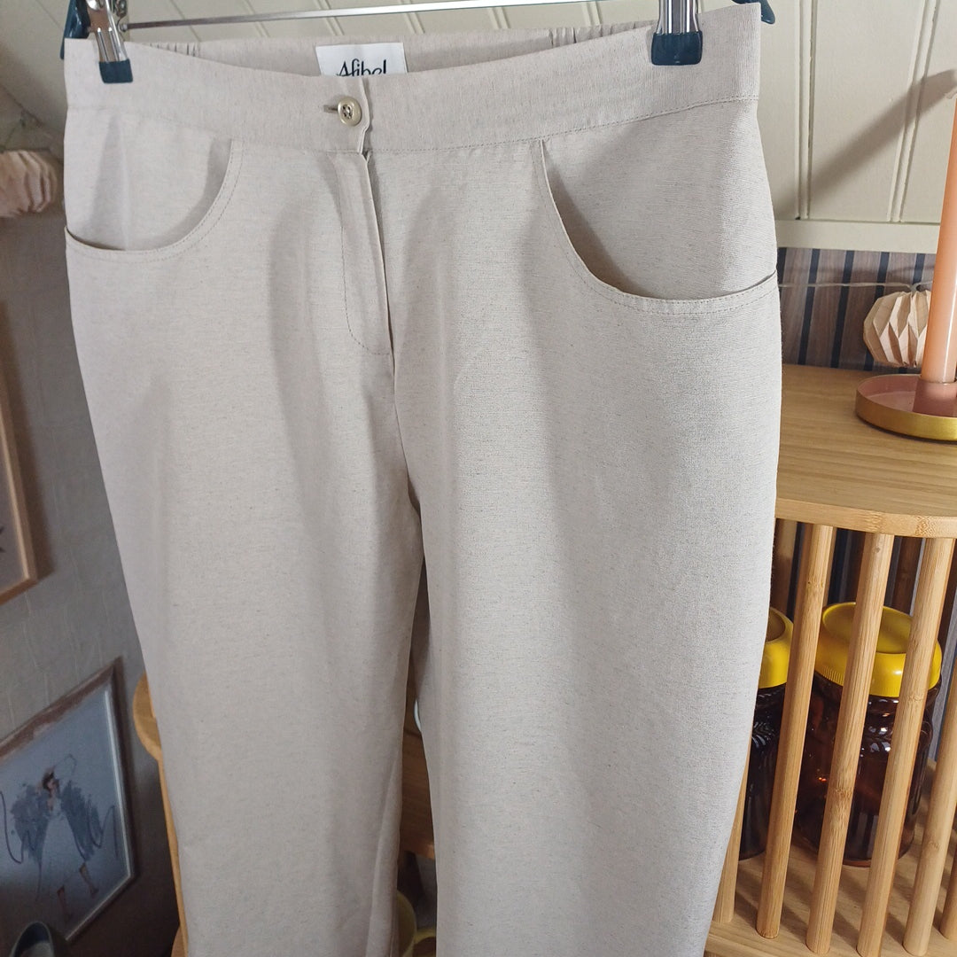 Pantalon beige en lin, Afibel,taille 44