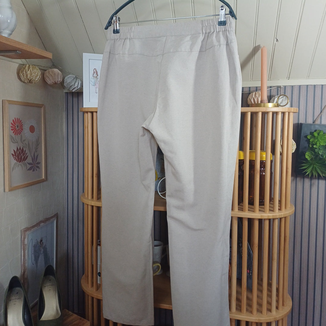 Pantalon beige en lin, Afibel,taille 44