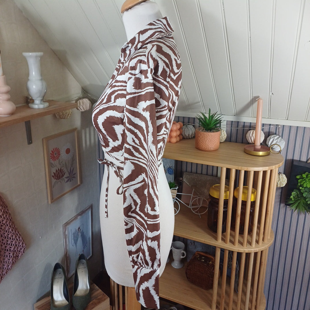 Crop top marron et blanc, Shein, taille 34