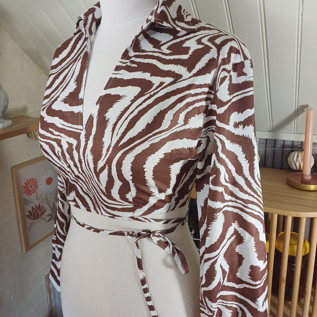 Crop top marron et blanc, Shein, taille 34