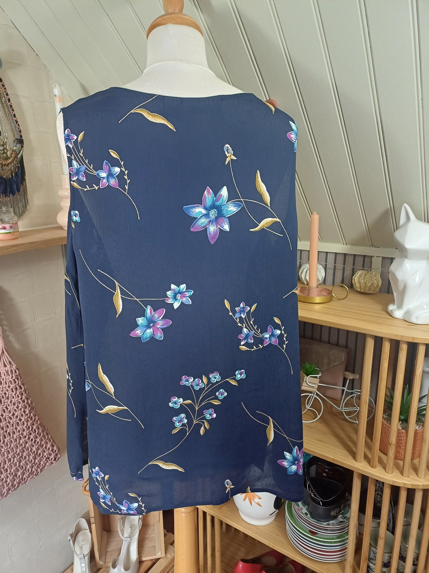 Haut bleu fleuri, Vetissimo, taille 46/48