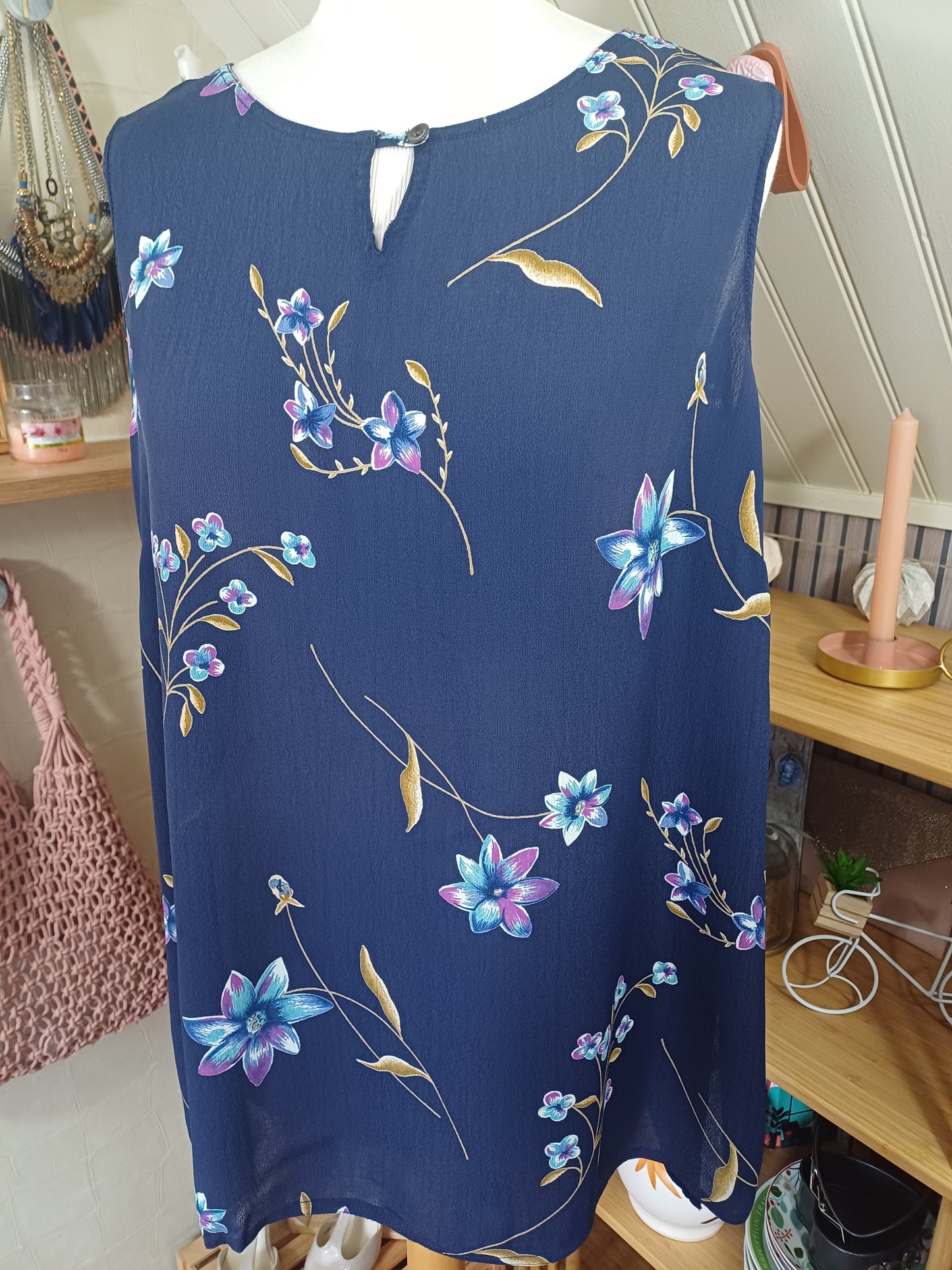Haut bleu fleuri, Vetissimo, taille 46/48