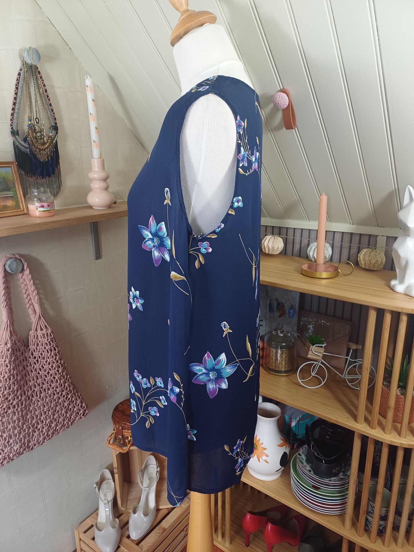 Haut bleu fleuri, Vetissimo, taille 46/48