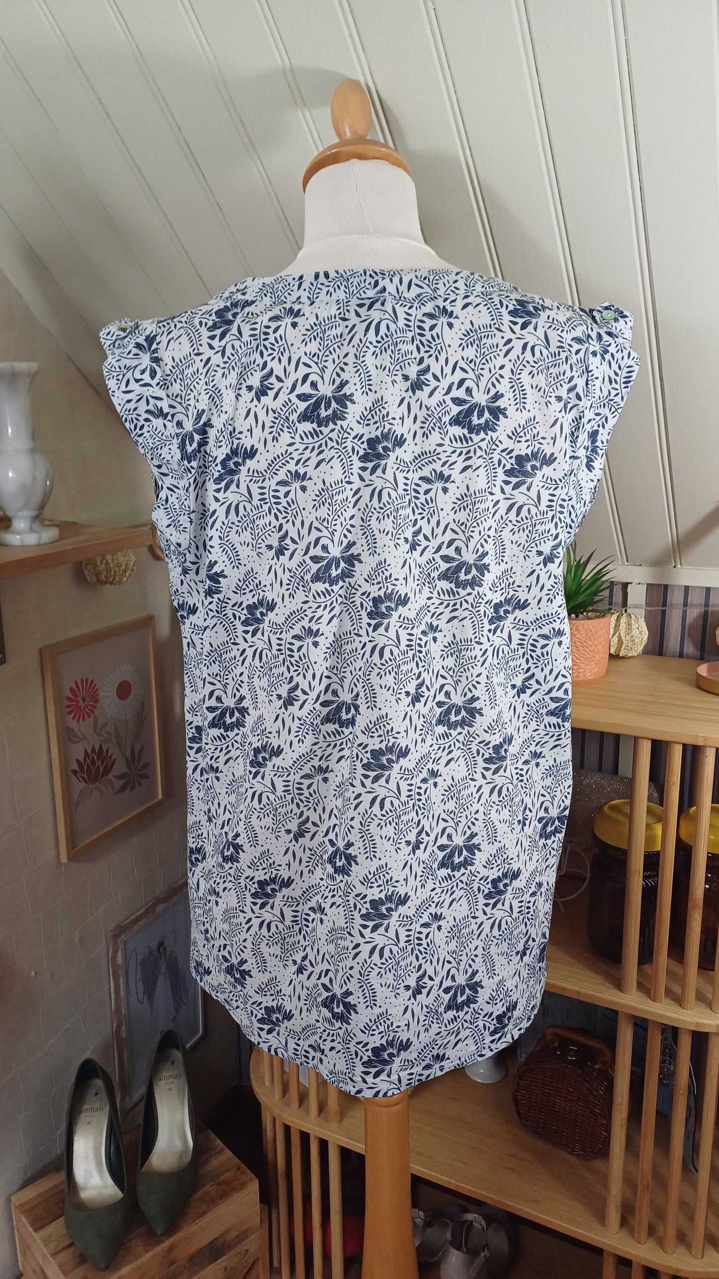 Blouse blanche et bleue, Blancheporte, taille 40