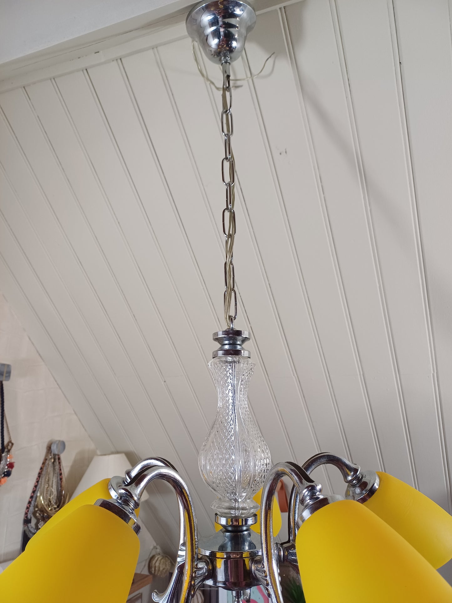 Lustre métal et verre jaune