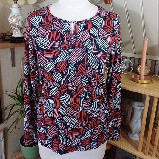 Haut blanc, rose et orange, Damart, taille 34/36