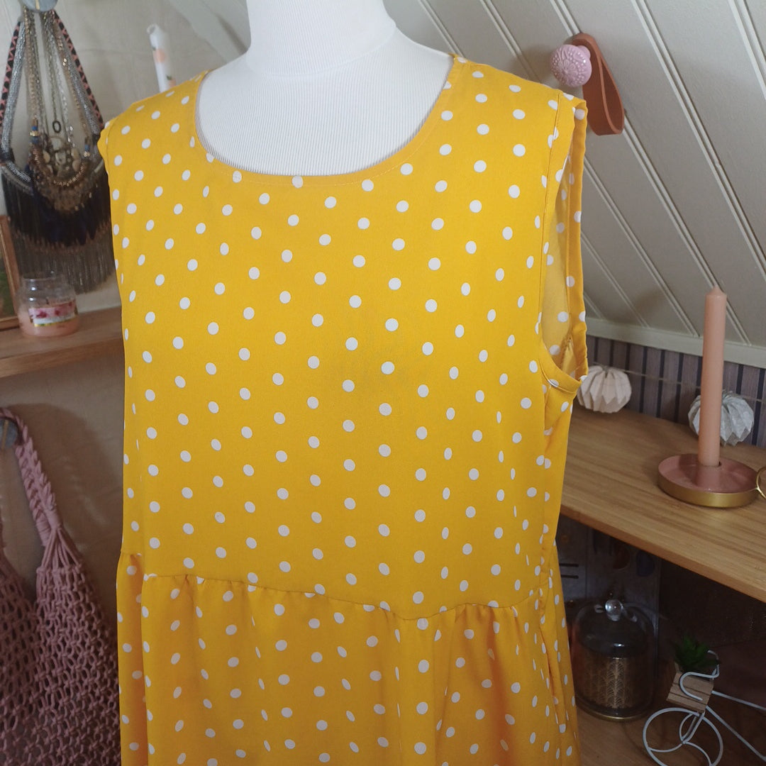 Robe jaune à pois blancs, Zanzea, taille L