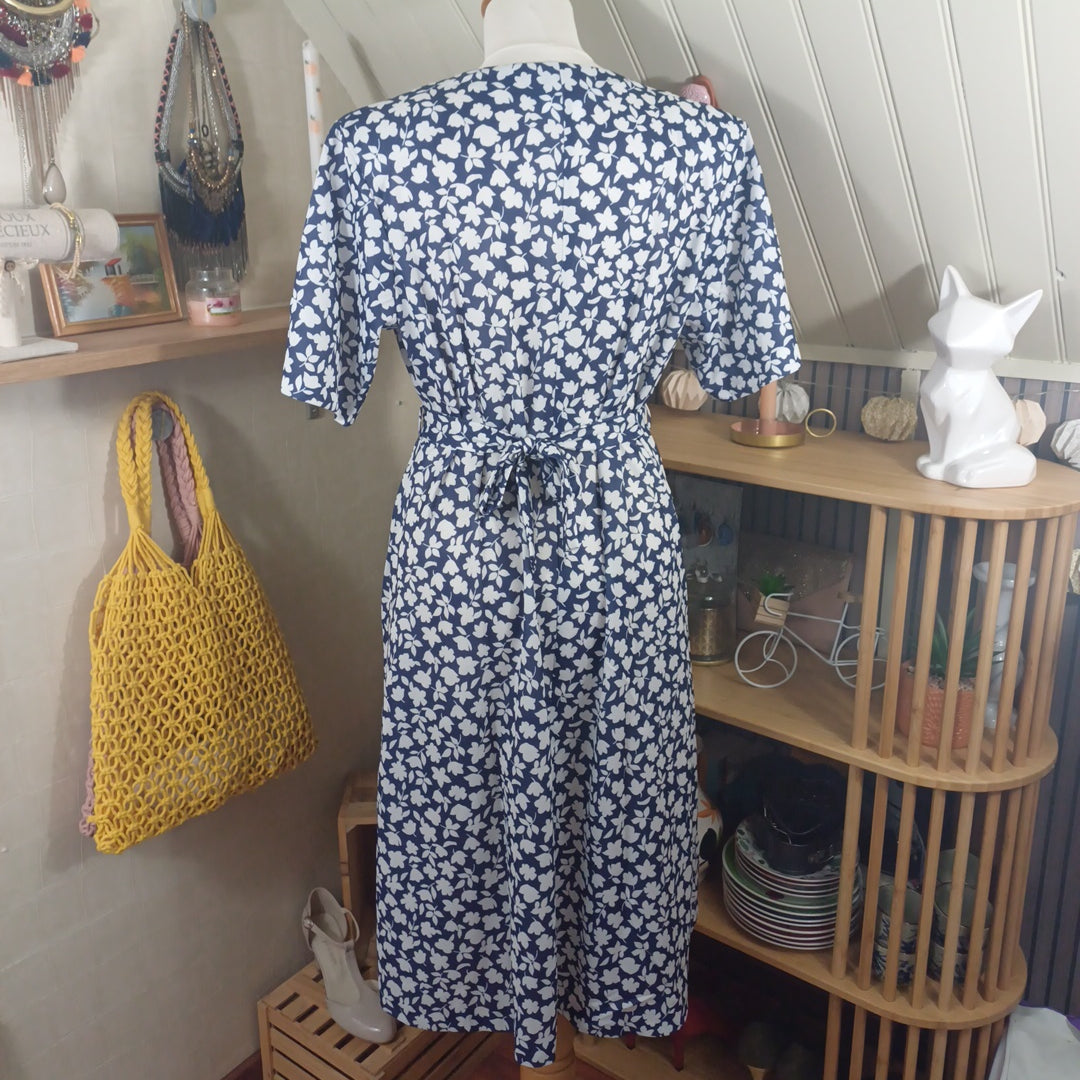 Robe bleue et blanche, Afibel, taille 46