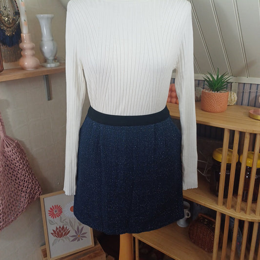 Jupe bleue pailletée, Camaïeu, taille 42