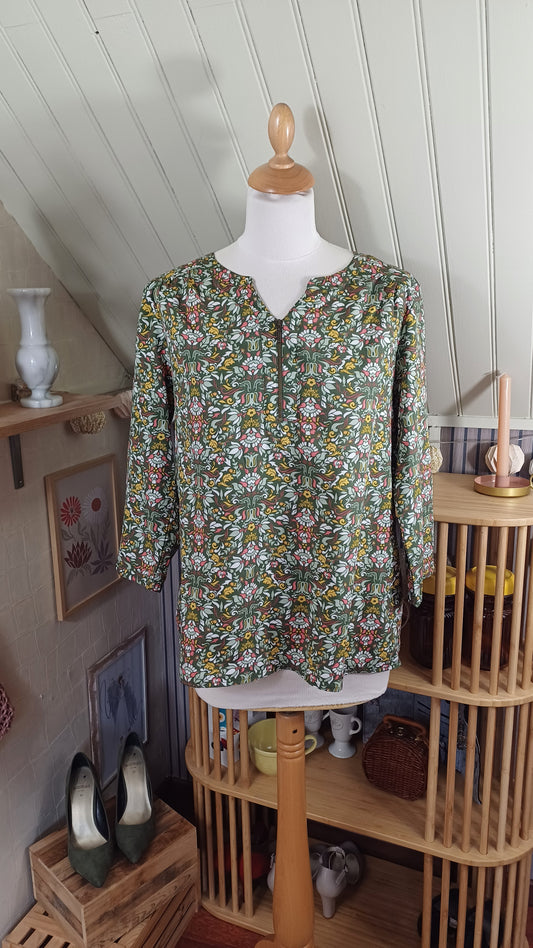 Blouse verte à motifs, Blancheporte,taille 40