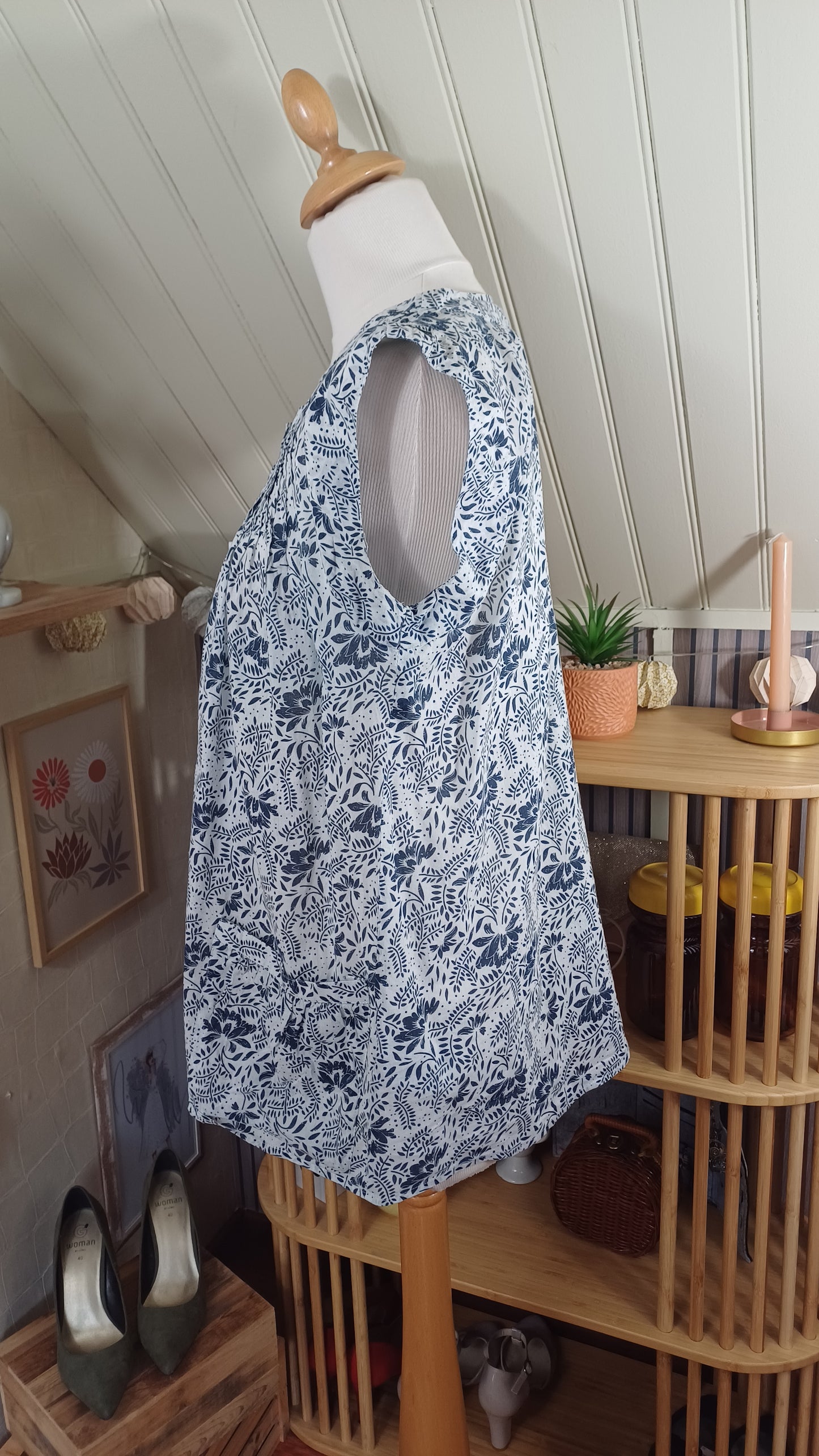 Blouse blanche et bleue, Blancheporte, taille 40