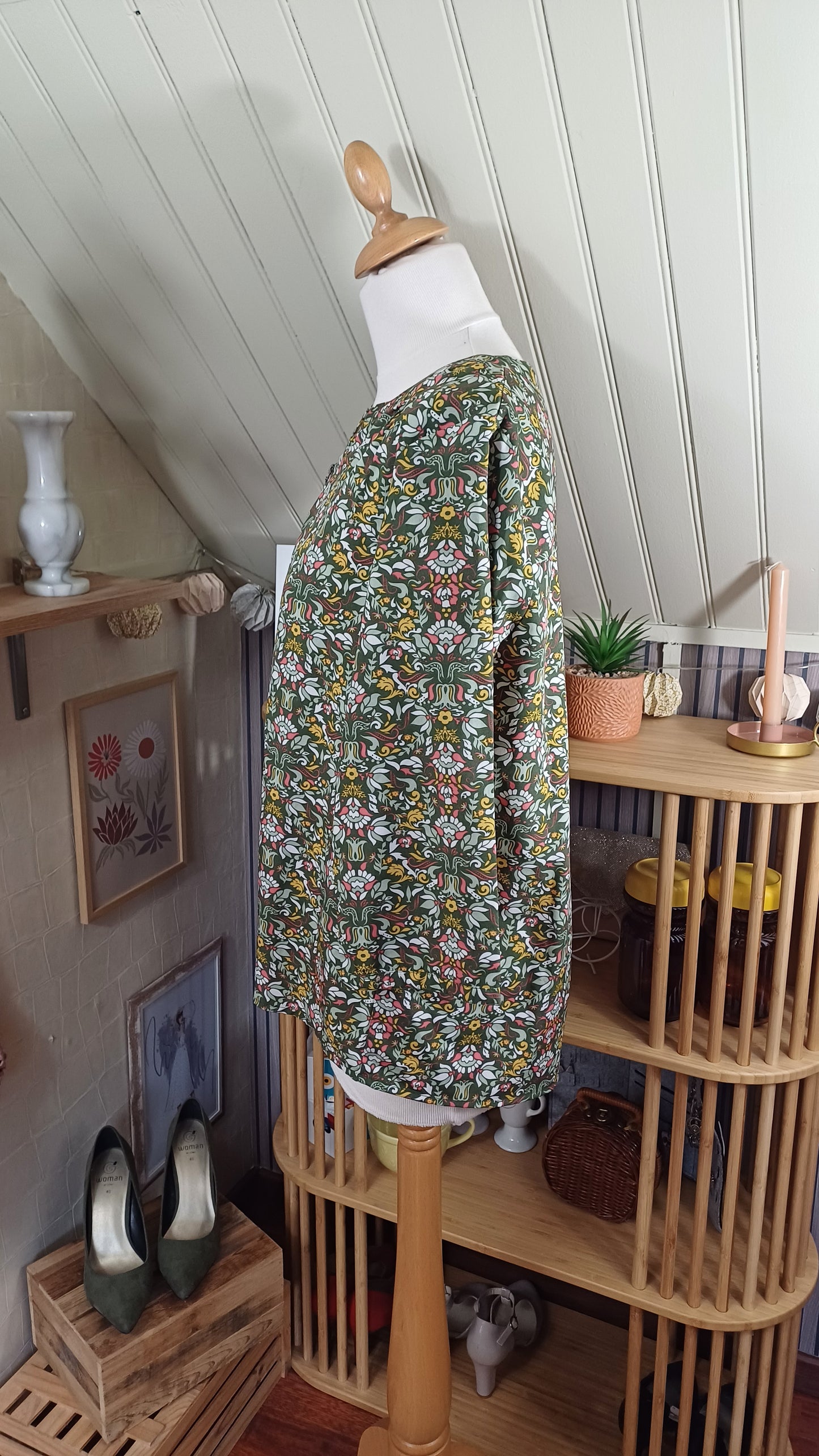 Blouse verte à motifs, Blancheporte,taille 40