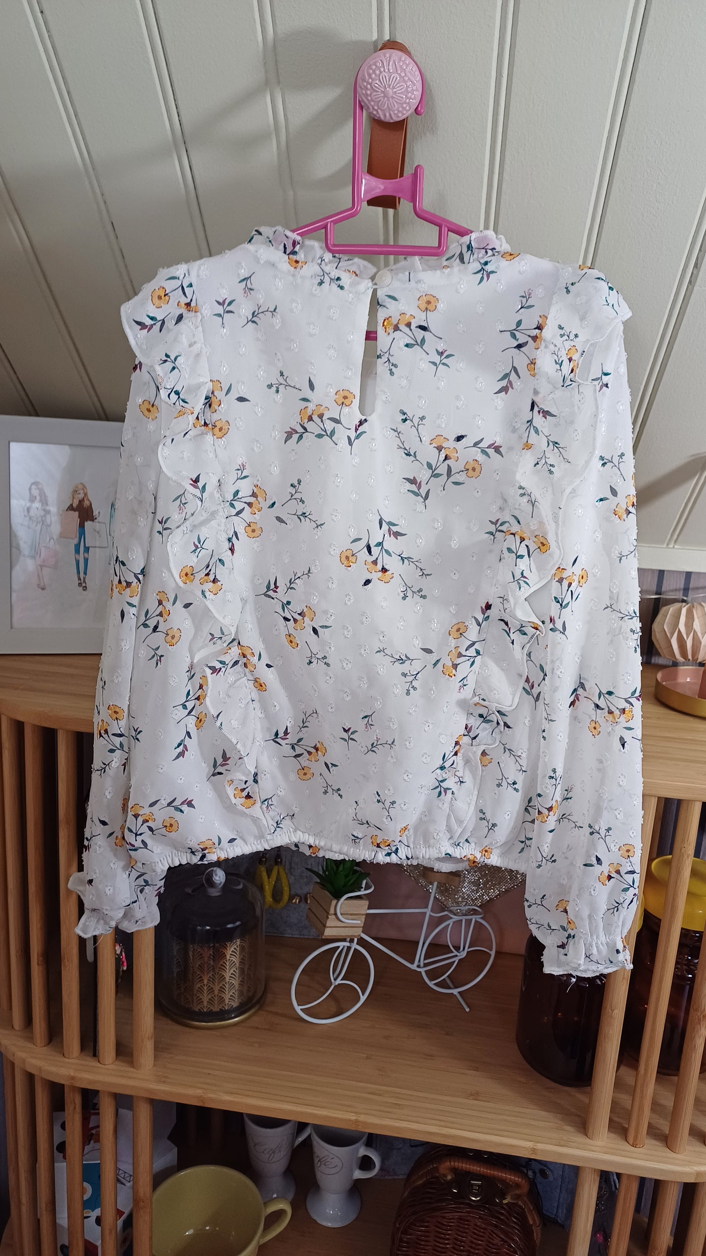Blouse blanche fleurie, Gemo,taille 8 ans
